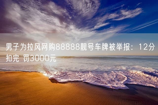 男子为拉风网购88888靓号车牌被举报：12分扣完 罚3000元