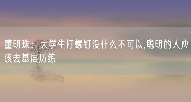 董明珠：大学生打螺钉没什么不可以,聪明的人应该去基层历练